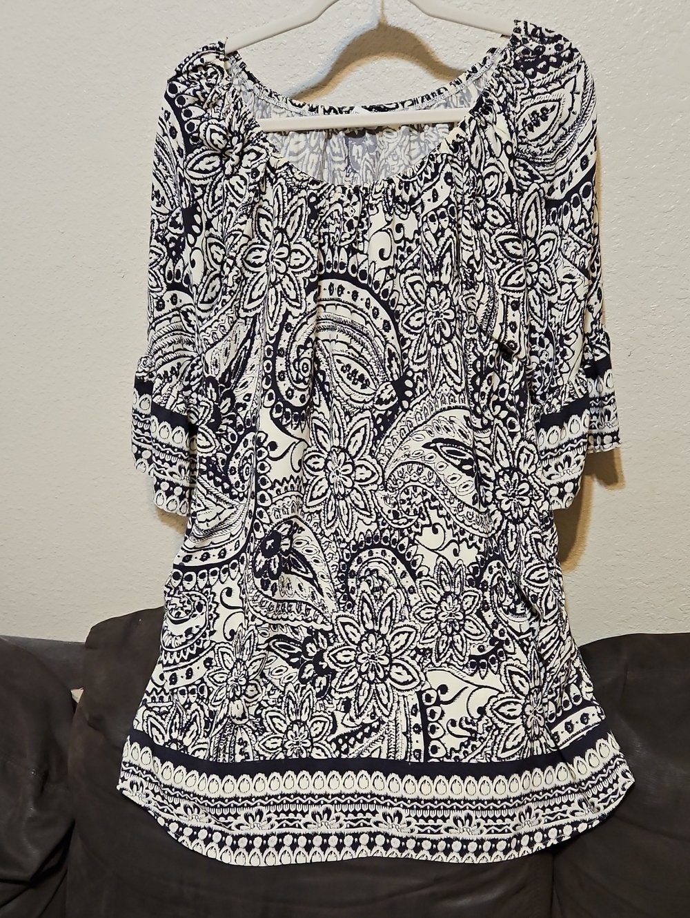 Umgee Black & White Paisley Midi Dress